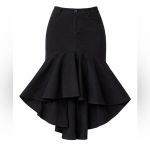 BISOU BISOU Women’s High-Low Ruffle Fit & Flare Skirt Dramatic Peplum Hem